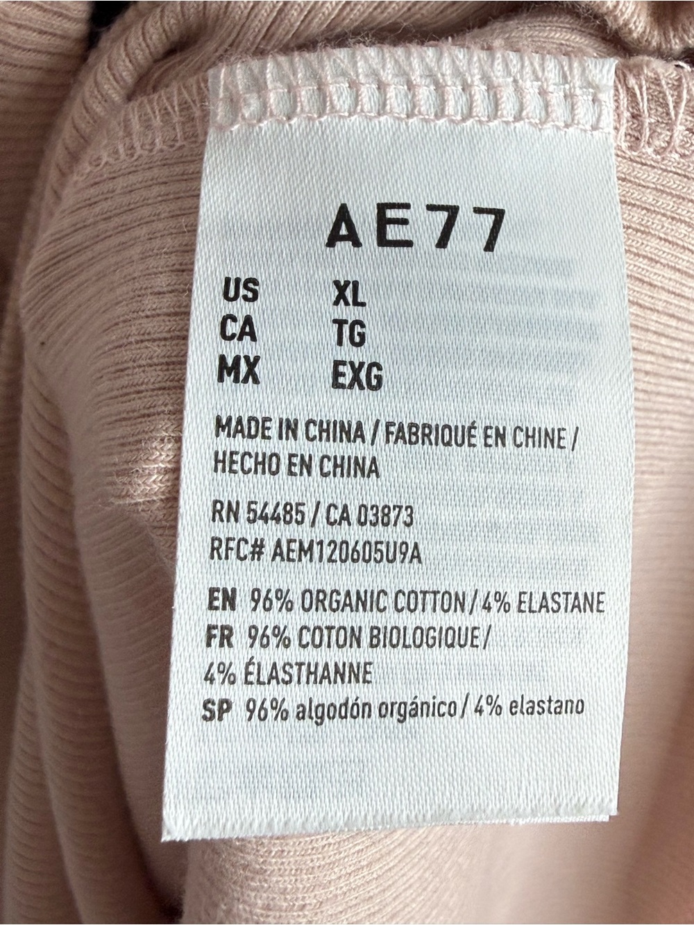 AE77 American Eagle Outfitters NWOT High Neck Blush Pink Ribbed Tank Top - XL - Picture 5 of 8